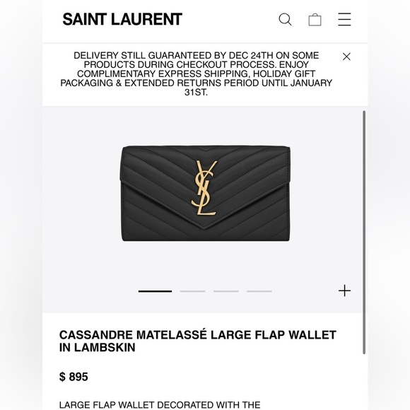Black YSL cassandre envelope wallet on chain - Picture 13 of 13